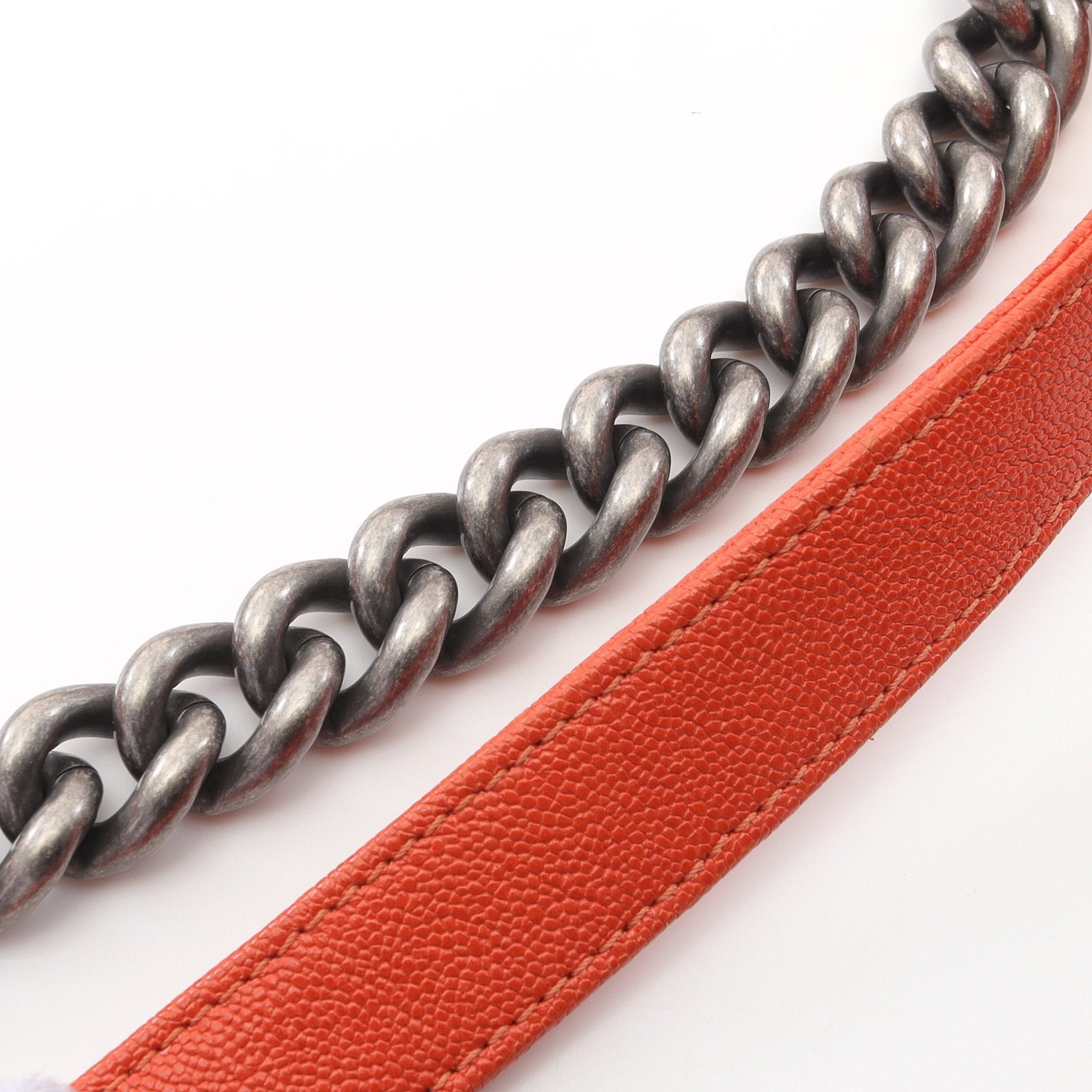 Chanel Chanel Boy Chanel Small Chain Shoulder Bag Caviar Skin Orange Antique Silver Hardware Size ONE SIZE - 8 Thumbnail