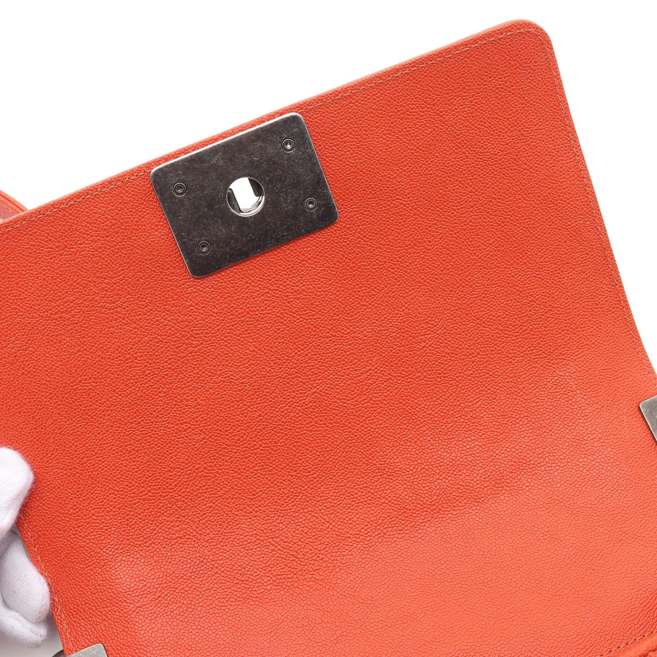 Chanel Chanel Boy Chanel Small Chain Shoulder Bag Caviar Skin Orange Antique Silver Hardware Size ONE SIZE - 7 Thumbnail