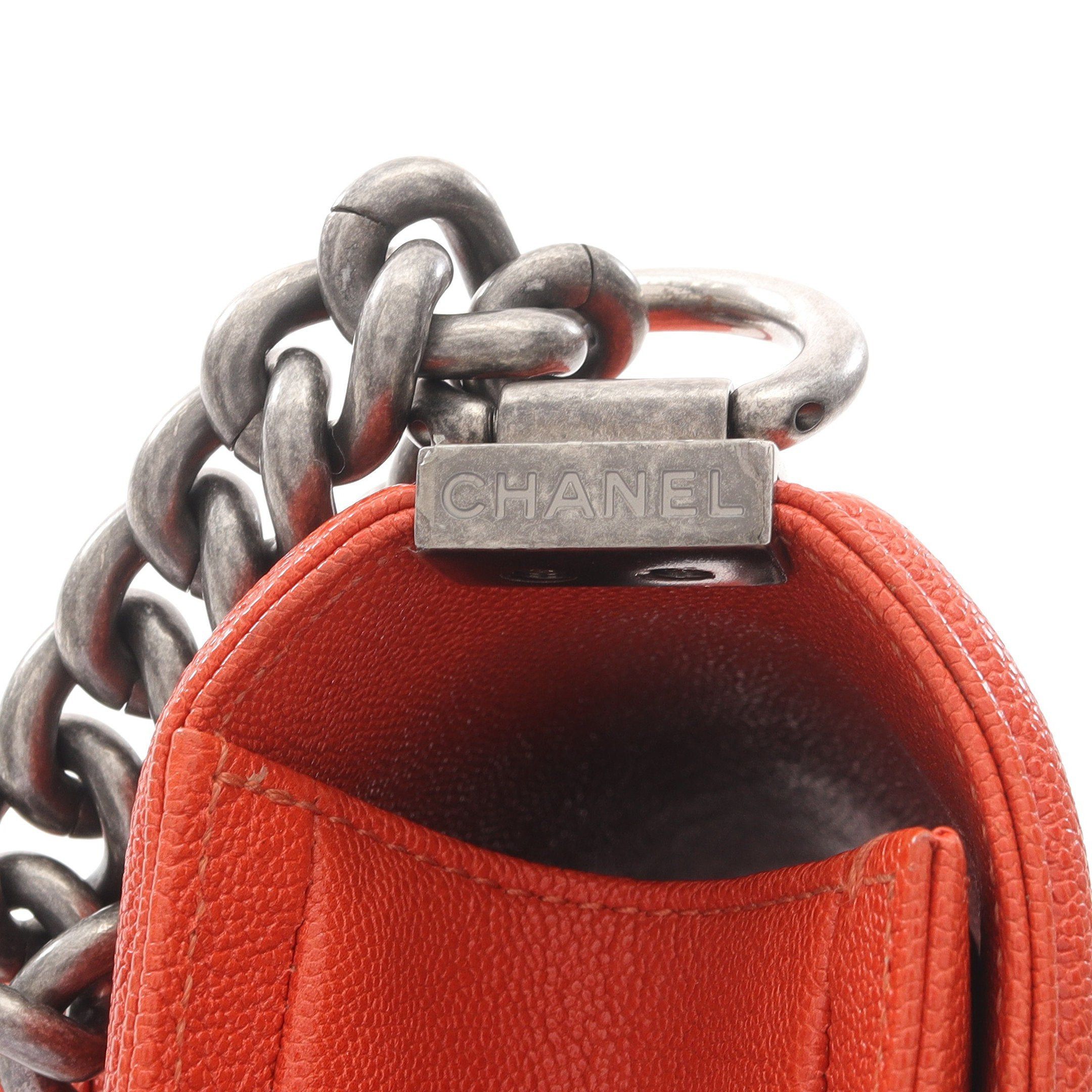 Chanel Chanel Boy Chanel Small Chain Shoulder Bag Caviar Skin Orange Antique Silver Hardware Size ONE SIZE - 9 Thumbnail