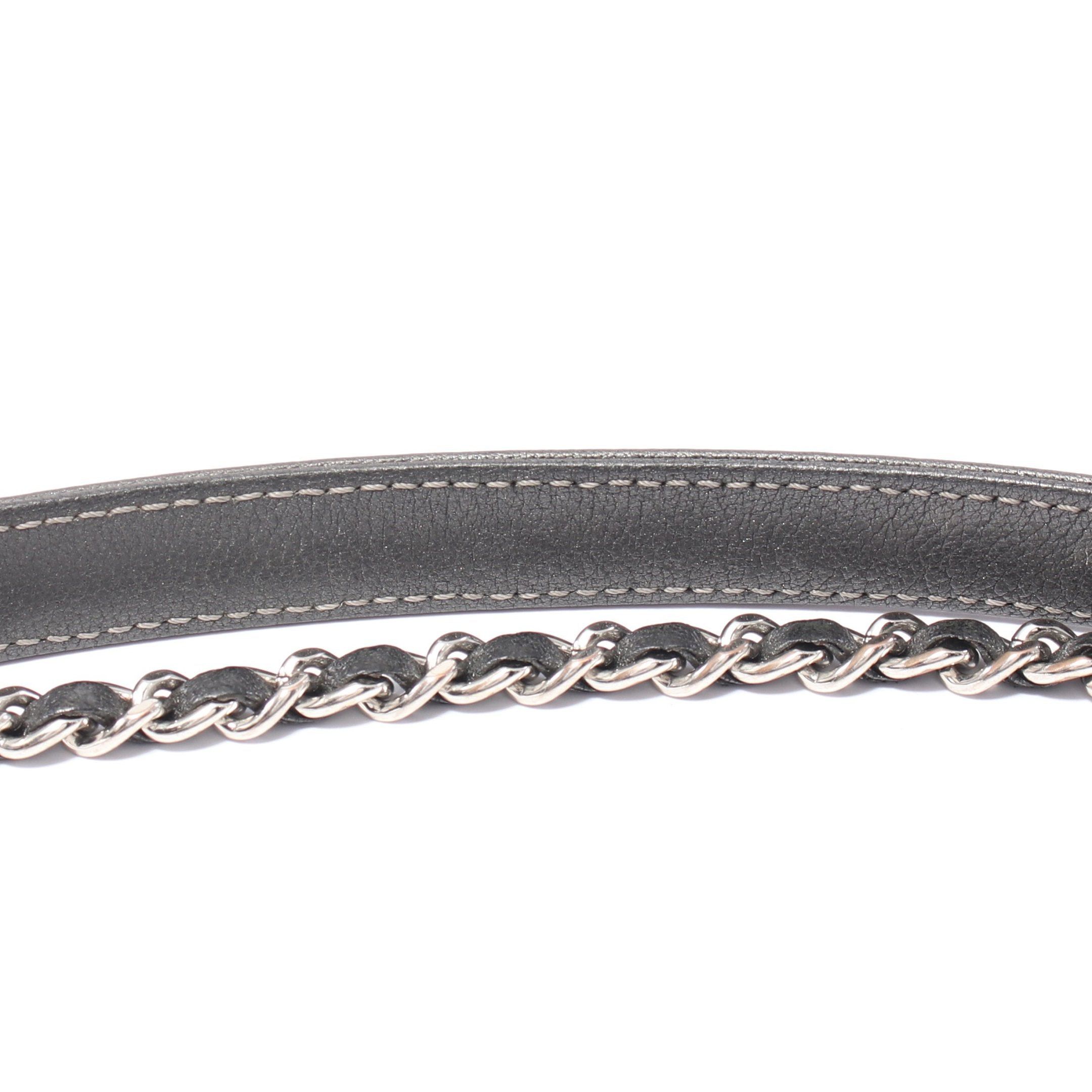 Chanel Chanel Chevron V-Stitch Double Chain Shoulder Bag Leather Gray Silver Hardware Size ONE SIZE - 8 Thumbnail