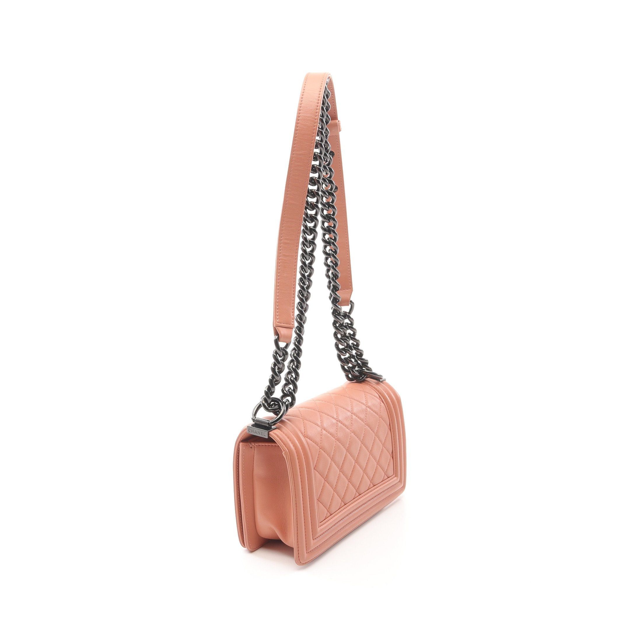 Chanel Chanel Boy Chanel Small Chain Shoulder Bag Lambskin Coral Orange Black Hardware Size ONE SIZE - 2 Thumbnail