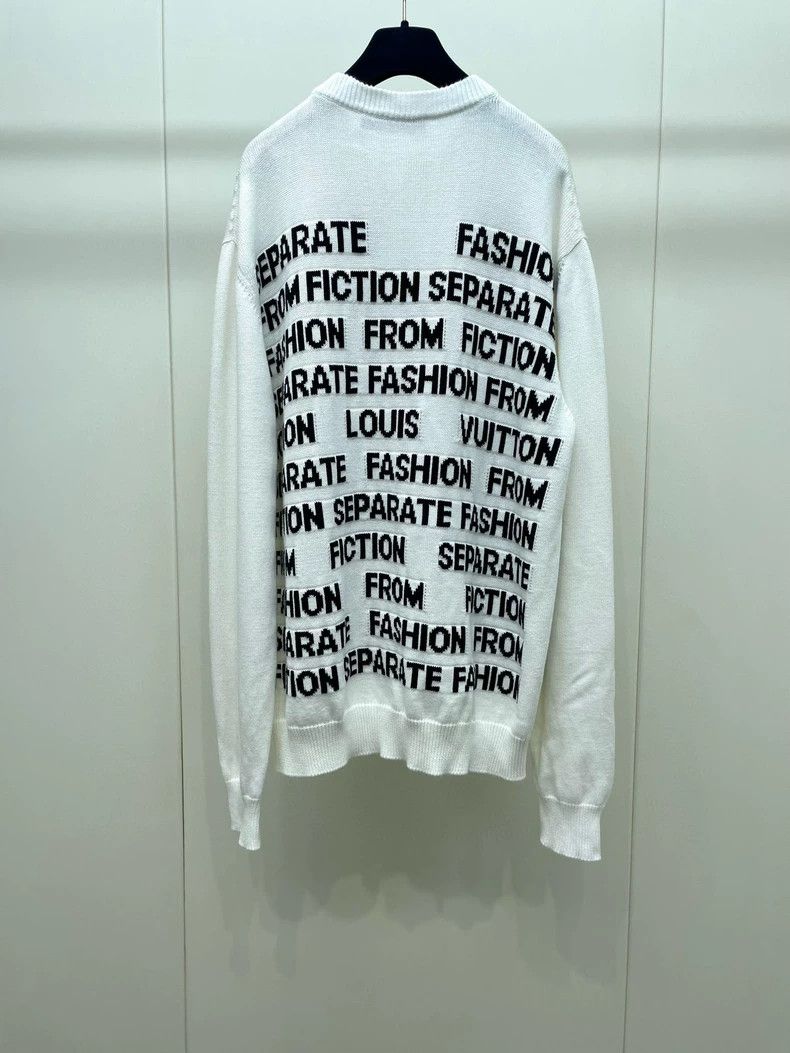 Louis Vuitton Louis Vuitton White Knit Sweatshirt with Text- DMC Size US L / EU 52-54 / 3 - 2 Thumbnail
