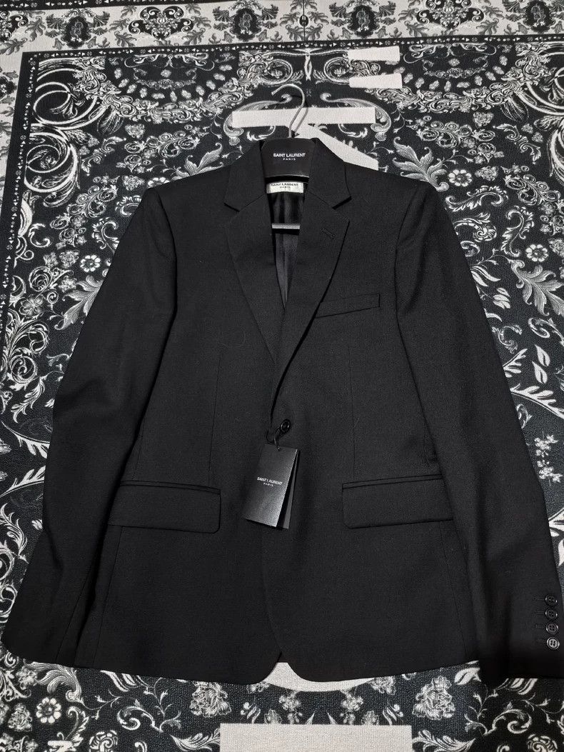 Saint Laurent Paris YSL Men's Suit with Shoulder Pad Set- DMC Size US M / EU 48-50 / 2 - 2 Thumbnail