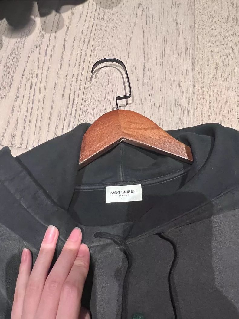 Saint Laurent Paris SAINT LAURENT Hoodie with Green Embroidery- DMC Size US M / EU 48-50 / 2 - 2 Thumbnail