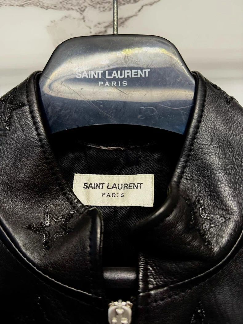 Saint Laurent Paris Saint Laurent Leather Jacket with Star Design- DMC Size US S / EU 44-46 / 1 - 3 Thumbnail