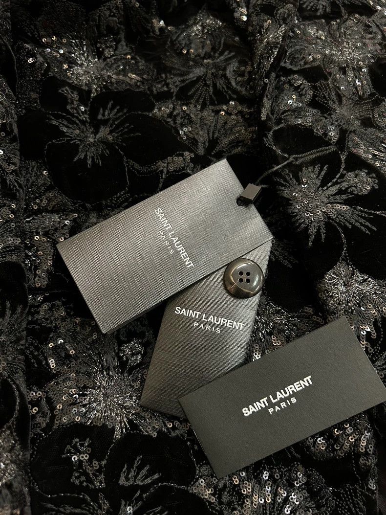 Saint Laurent Paris Saint Laurent Black Velvet Floral Suit Jacket- DMC Size US L / EU 52-54 / 3 - 4 Thumbnail