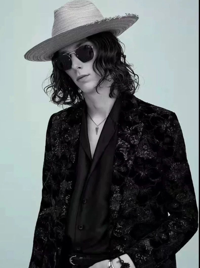 Saint Laurent Paris Saint Laurent Black Velvet Floral Suit Jacket- DMC Size US L / EU 52-54 / 3 - 7 Thumbnail