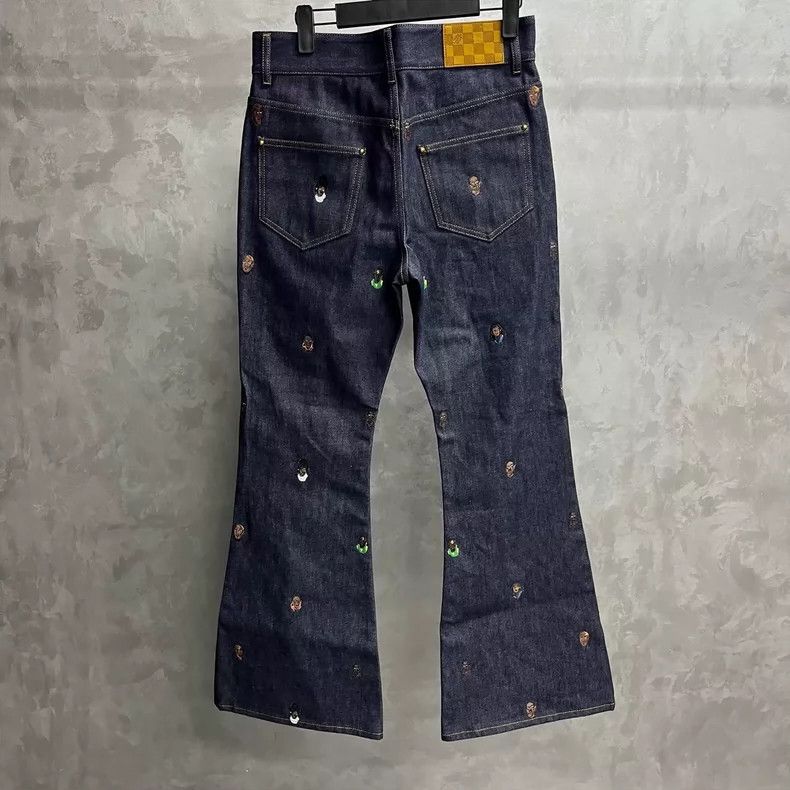 Louis Vuitton Louis Vuitton Blue Flared Denim Pants Collaboration- DMC Size US 27 - 2 Thumbnail