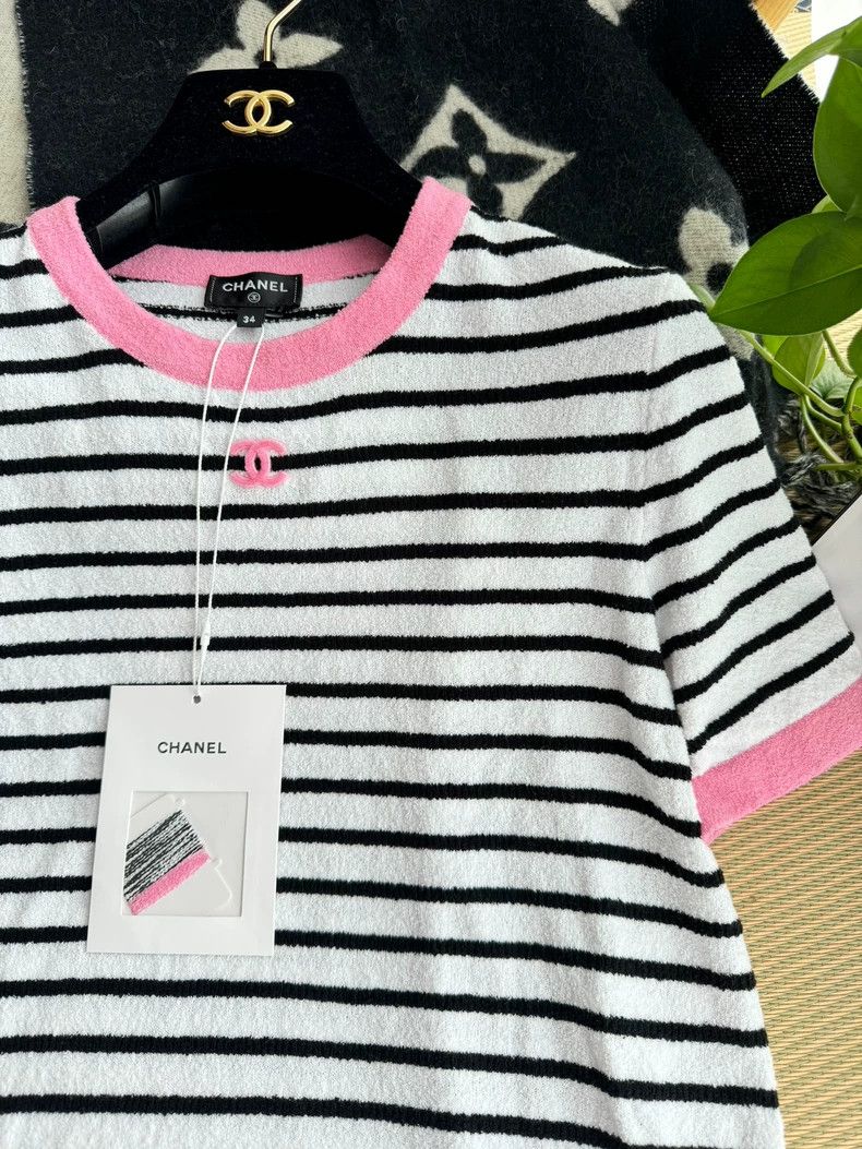 Chanel Chanel Pink Striped Short Sleeve T-Shirt- DMC Size US M / EU 48-50 / 2 - 3 Thumbnail