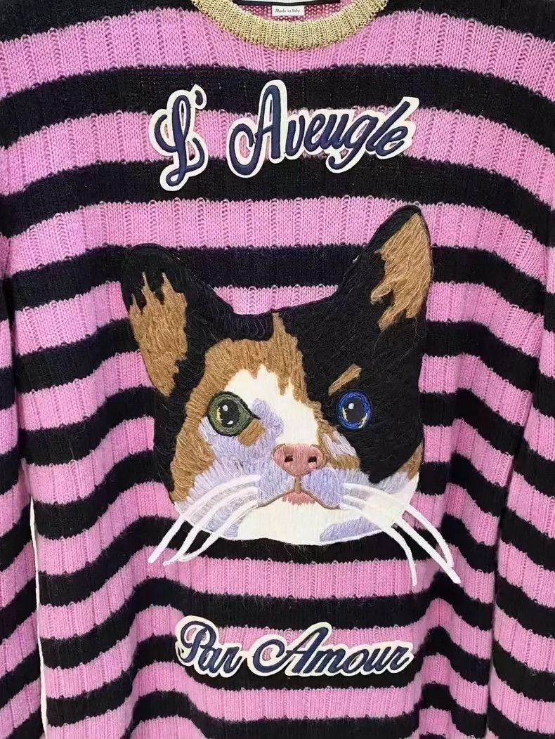 Gucci Gucci Cat Striped Knit Sweater Size M- DMC Size US M / EU 48-50 / 2 - 5 Thumbnail