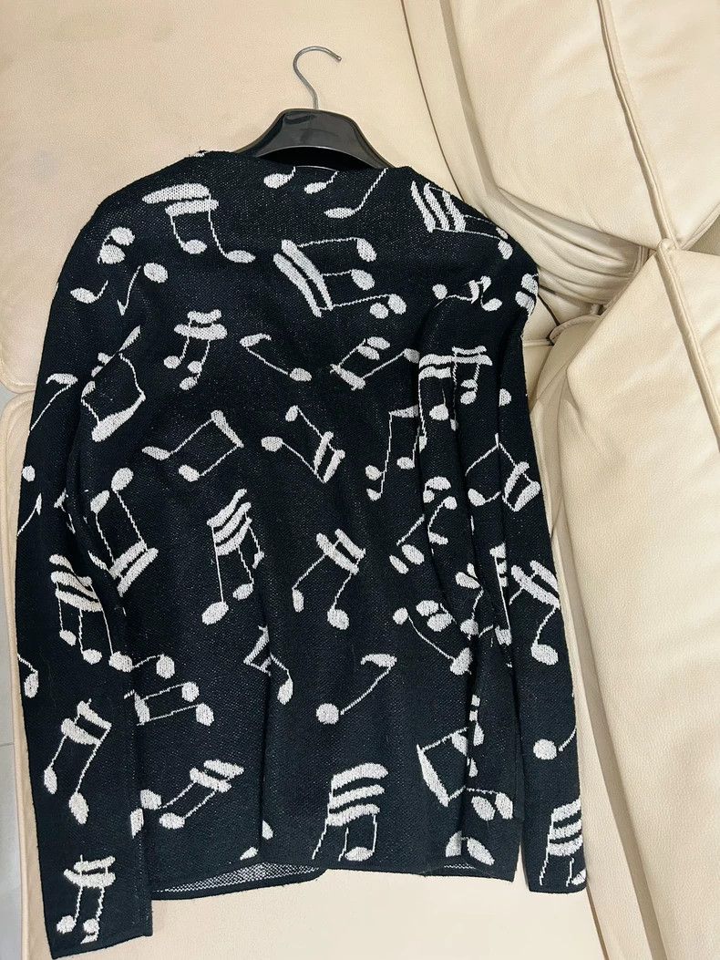 Saint Laurent Paris Saint Laurent Black Musical Note Cardigan Sweater- DMC Size US S / EU 44-46 / 1 - 3 Thumbnail