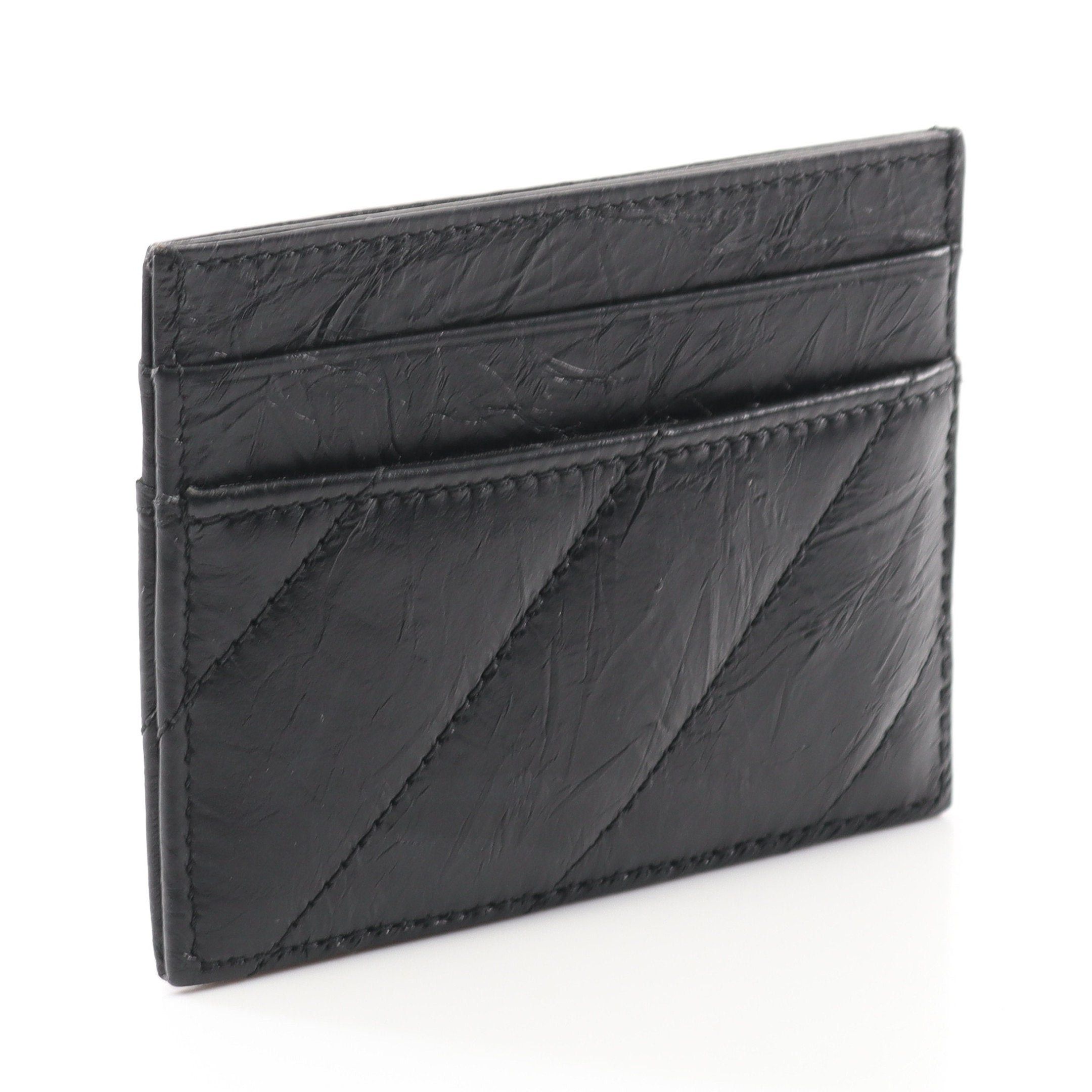 Balenciaga Balenciaga Crush Crash Card Case Name Holder Leather Black Size ONE SIZE - 2 Thumbnail
