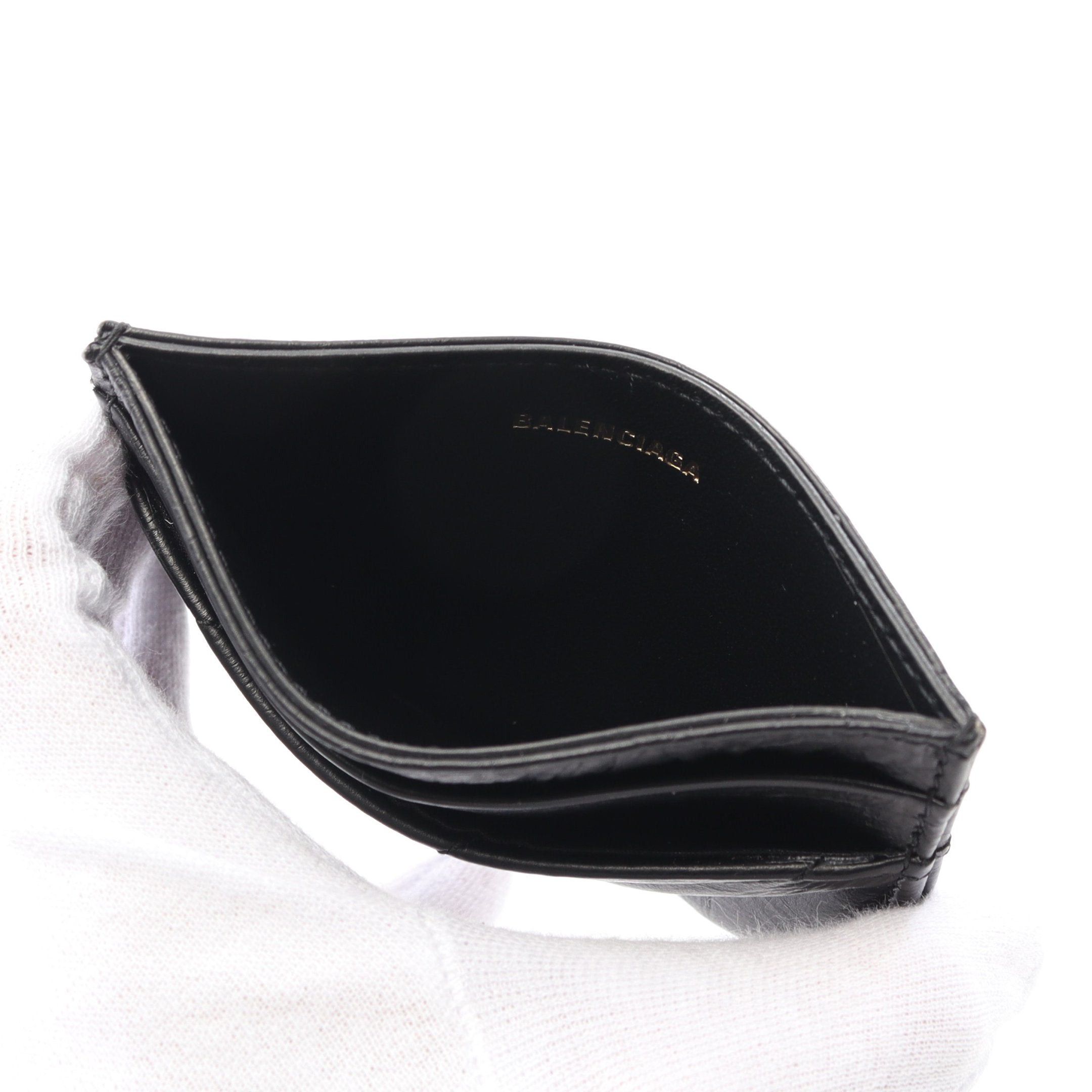Balenciaga Balenciaga Crush Crash Card Case Name Holder Leather Black Size ONE SIZE - 3 Thumbnail