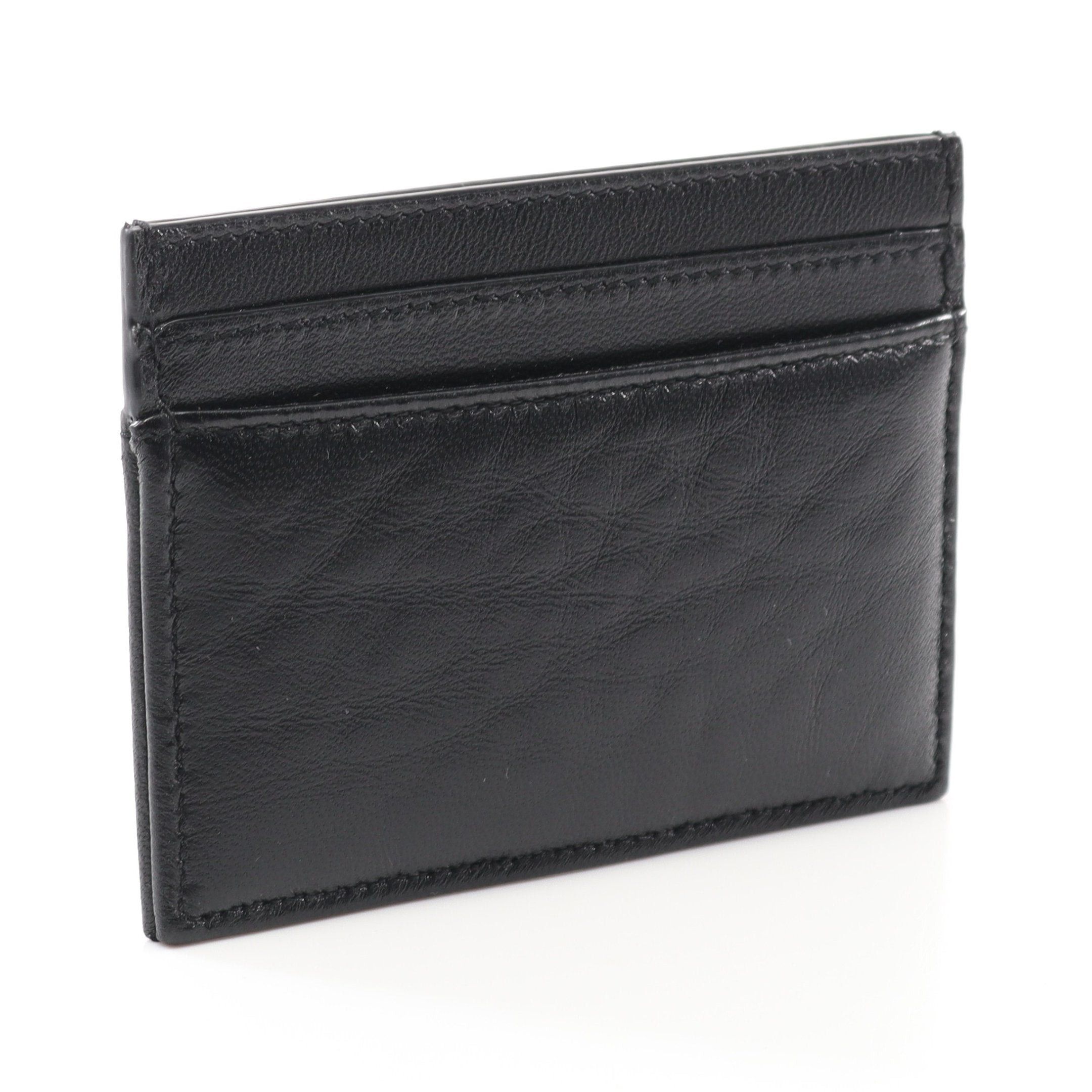 Yves Saint Laurent Yves Saint Laurent Card Case Leather Black Size ONE SIZE - 2 Thumbnail