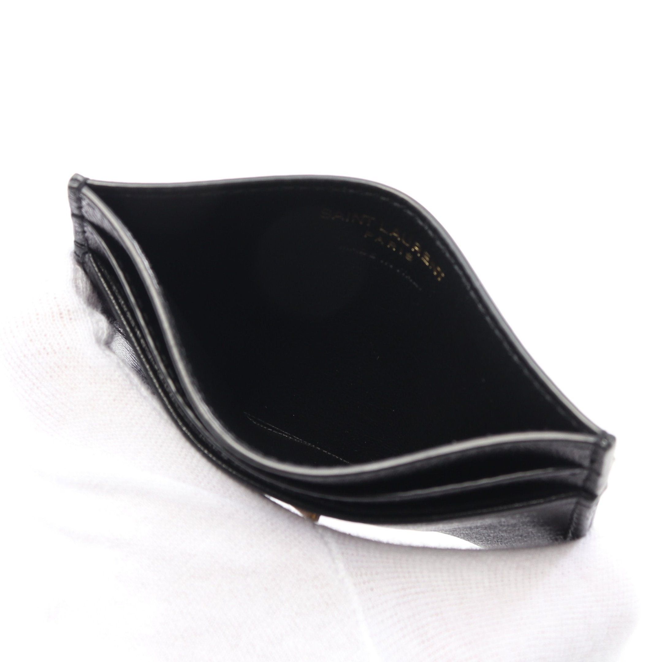 Yves Saint Laurent Yves Saint Laurent Card Case Leather Black Size ONE SIZE - 3 Thumbnail