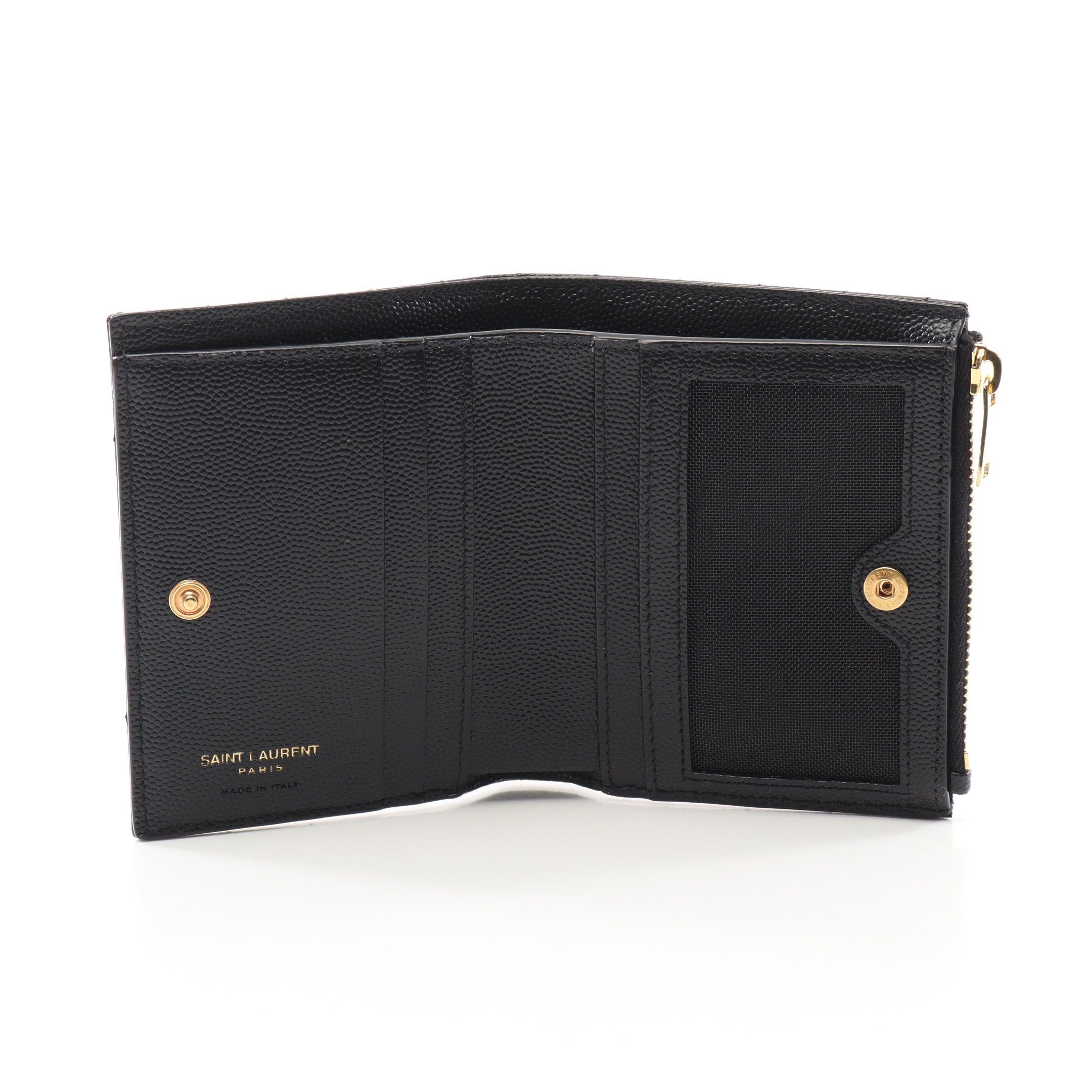 Yves Saint Laurent Yves Saint Laurent Monogram Bi-Fold Wallet Leather Black Size ONE SIZE - 3 Thumbnail