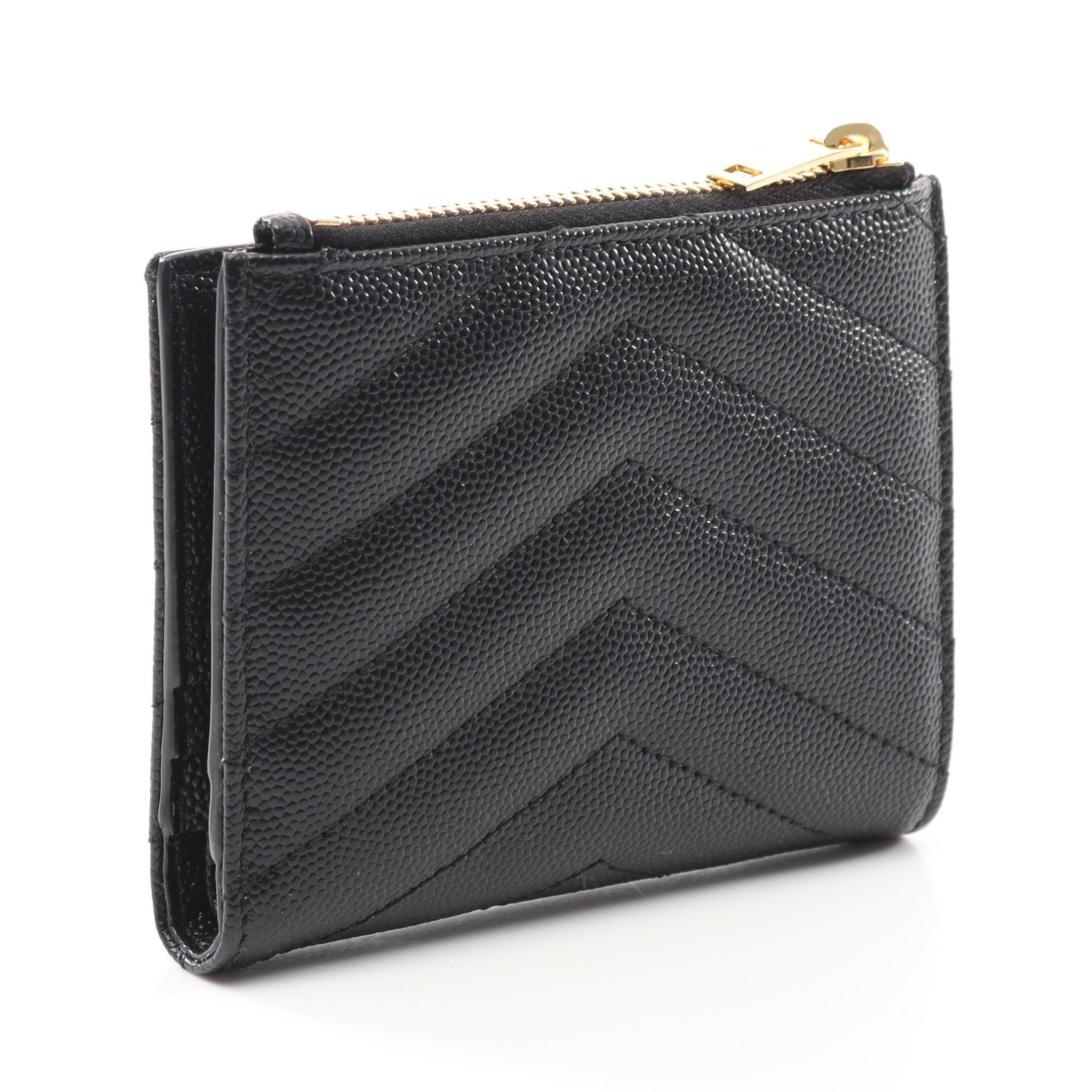 Yves Saint Laurent Yves Saint Laurent Monogram Bi-Fold Wallet Leather Black Size ONE SIZE - 2 Thumbnail