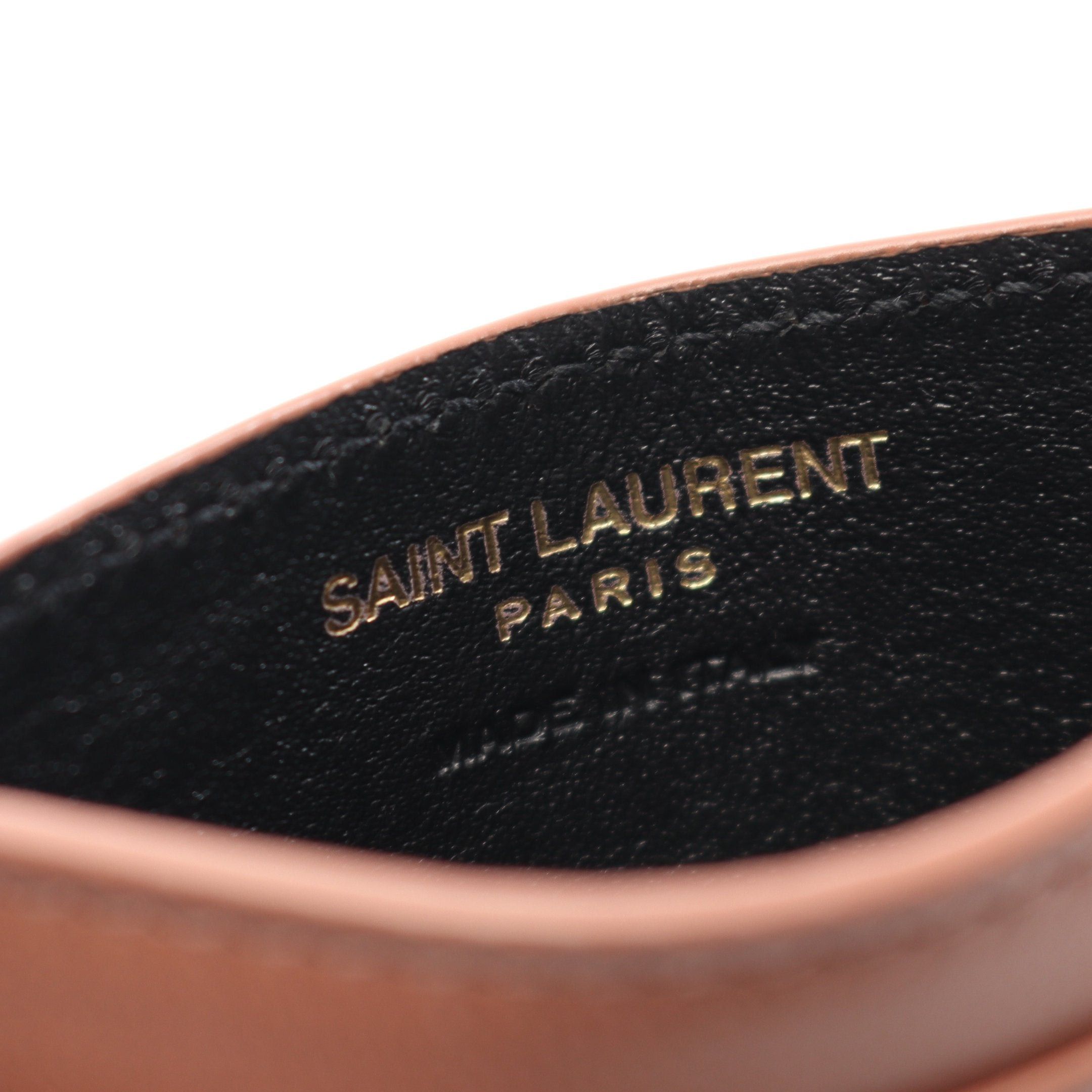 Yves Saint Laurent Yves Saint Laurent Ysl Monogram Card Case Name Holder Leather Pink Brown Size ONE SIZE - 4 Thumbnail