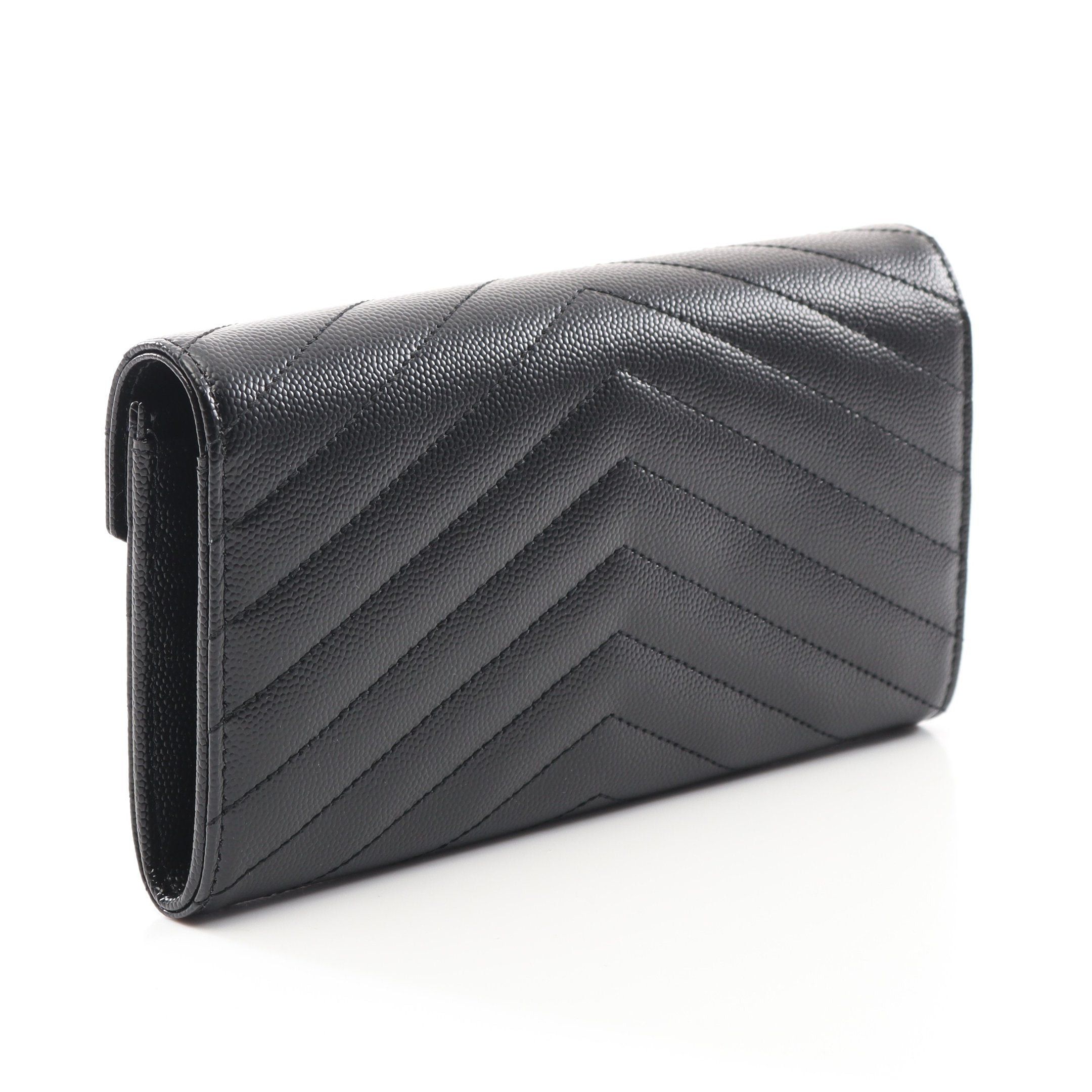 Yves Saint Laurent Yves Saint Laurent Monogram Bi-Fold Long Wallet Leather Black Size ONE SIZE - 2 Thumbnail
