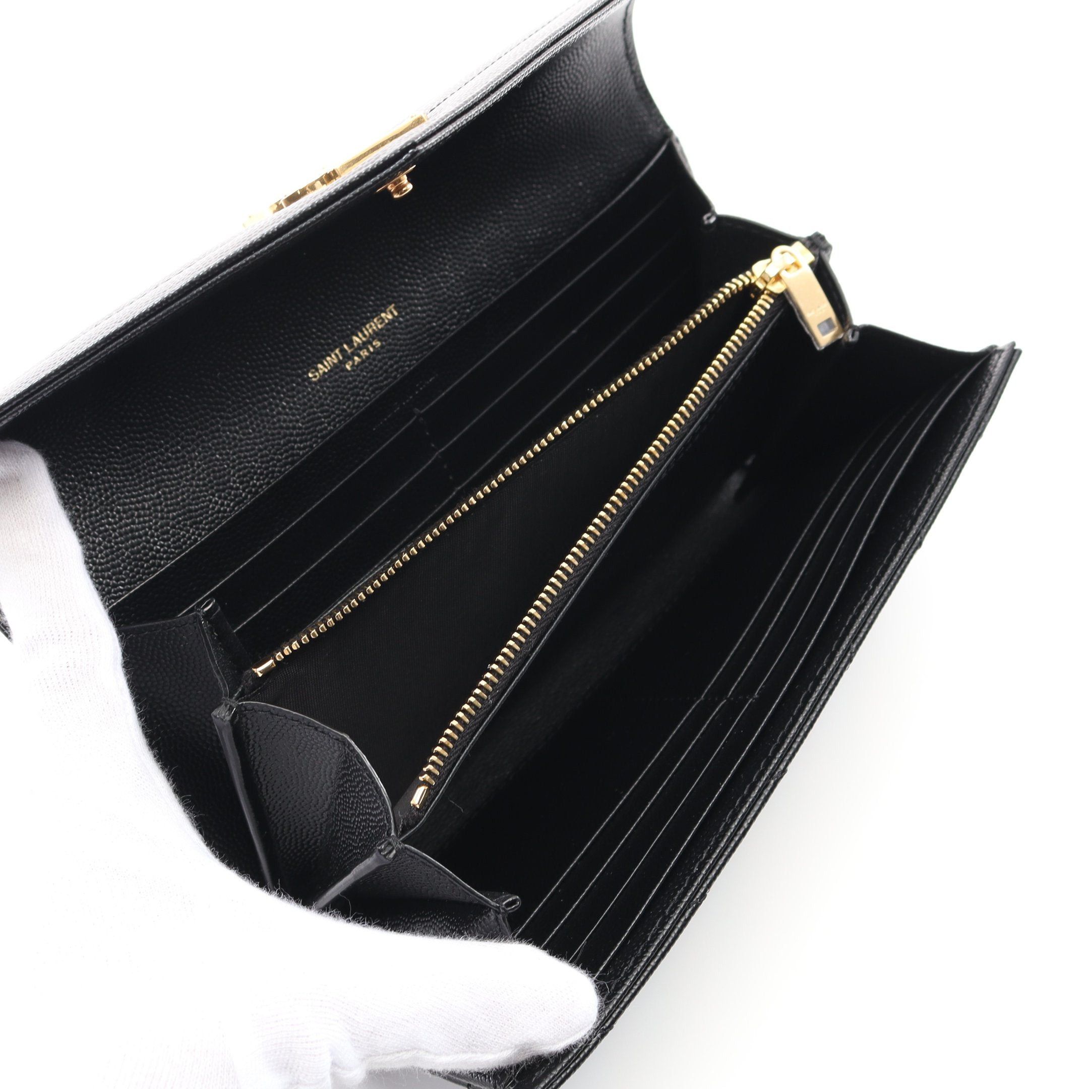 Yves Saint Laurent Yves Saint Laurent Monogram Bi-Fold Long Wallet Leather Black Size ONE SIZE - 3 Thumbnail