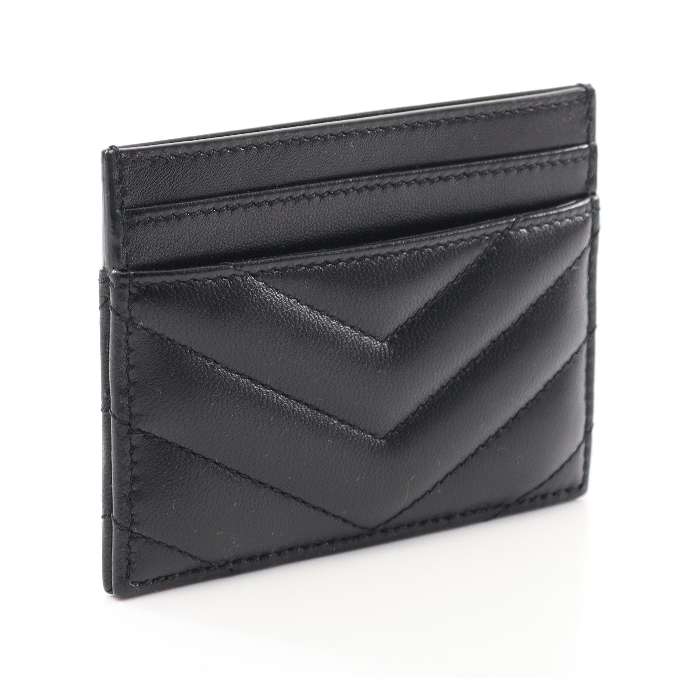 Yves Saint Laurent Yves Saint Laurent Ysl Monogram Card Case Name Holder Leather Black Size ONE SIZE - 2 Thumbnail