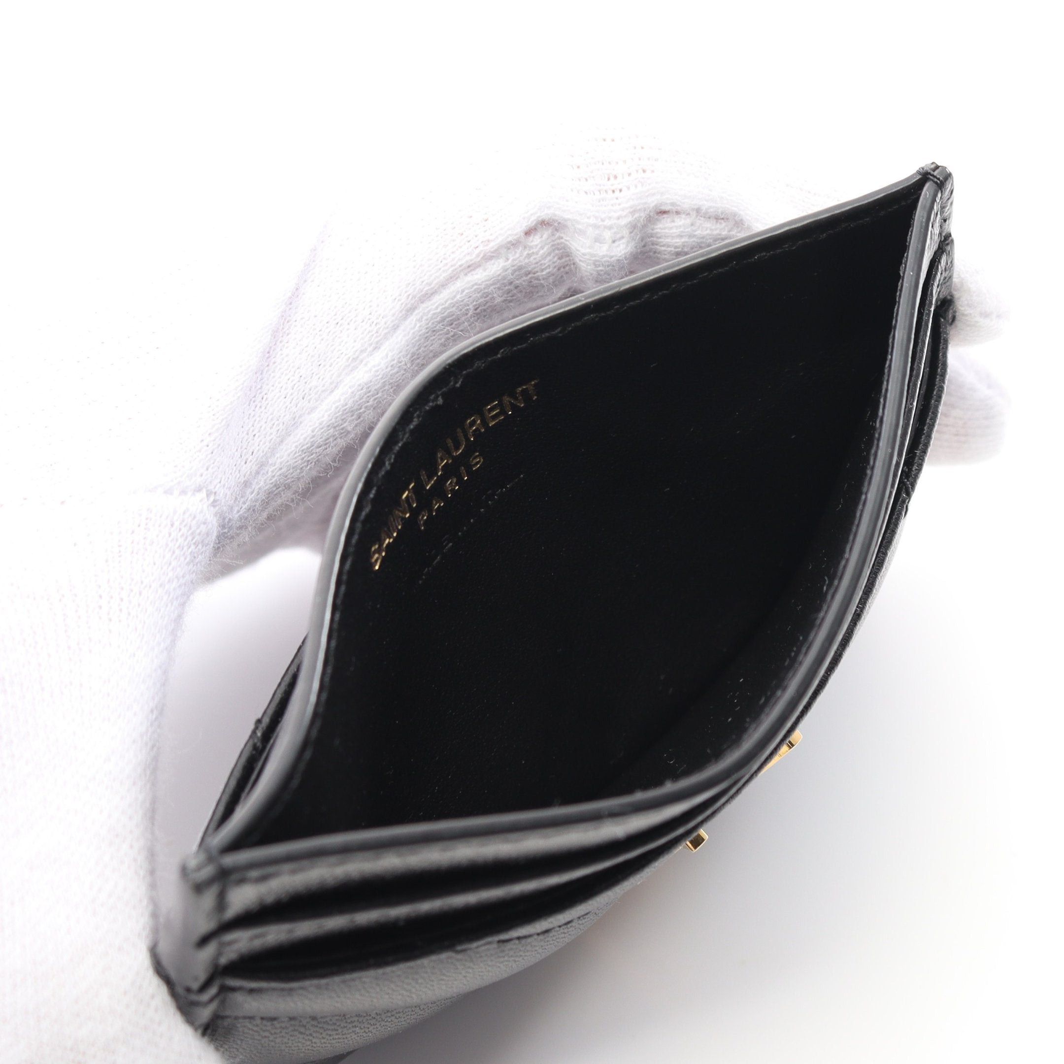 Yves Saint Laurent Yves Saint Laurent Ysl Monogram Card Case Name Holder Leather Black Size ONE SIZE - 3 Thumbnail