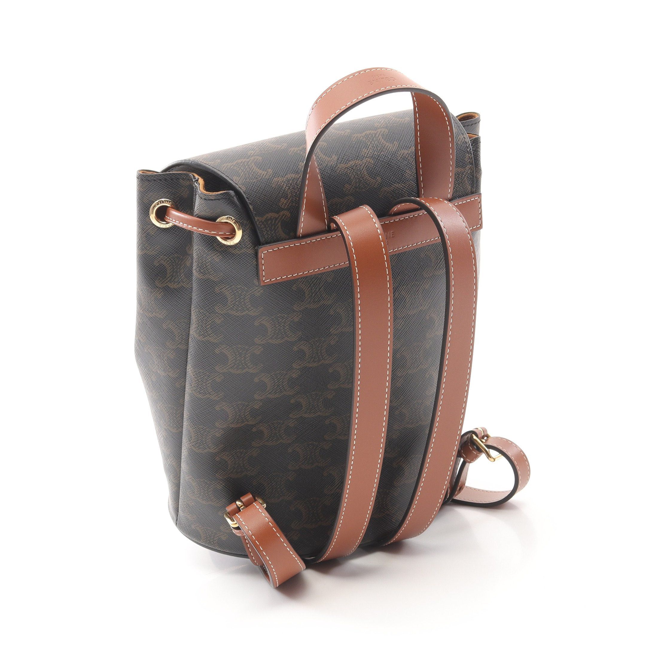 Celine Celine Bonnie Triomphe Backpack Rucksack Leather Brown Dark Size ONE SIZE - 2 Thumbnail