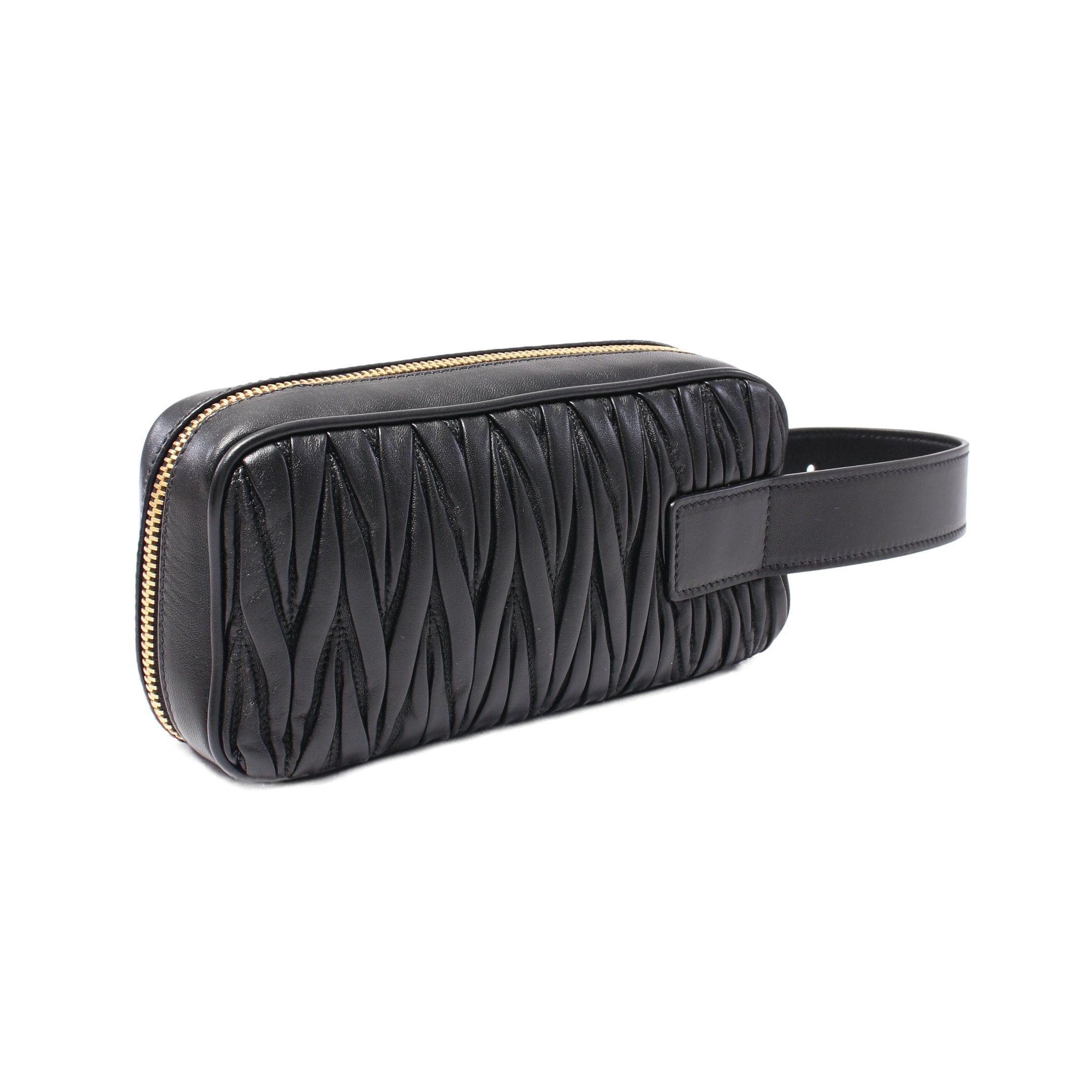 Miu Miu Miu Miu Matelasse Clutch Bag Leather Black Size ONE SIZE - 2 Thumbnail