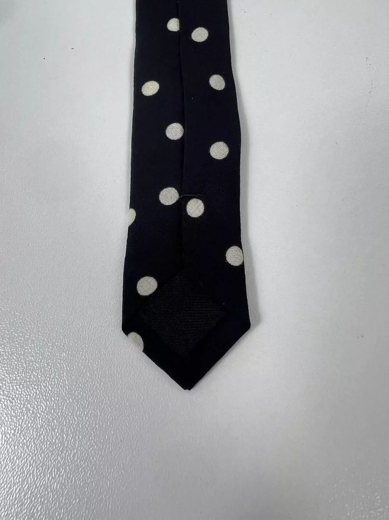 Saint Laurent Paris Saint Laurent Black Polka Dot Silk Tie- DMC Size ONE SIZE - 5 Thumbnail