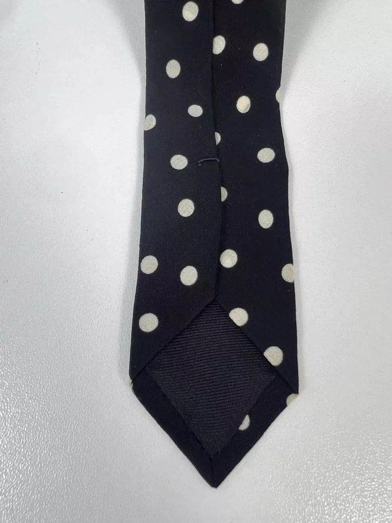 Saint Laurent Paris Saint Laurent Black Polka Dot Silk Tie- DMC Size ONE SIZE - 4 Thumbnail