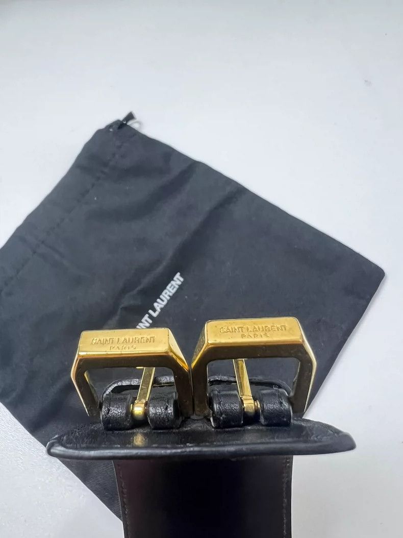 Saint Laurent Paris Saint Laurent Black Leather Studded Bracelet- DMC Size ONE SIZE - 5 Thumbnail
