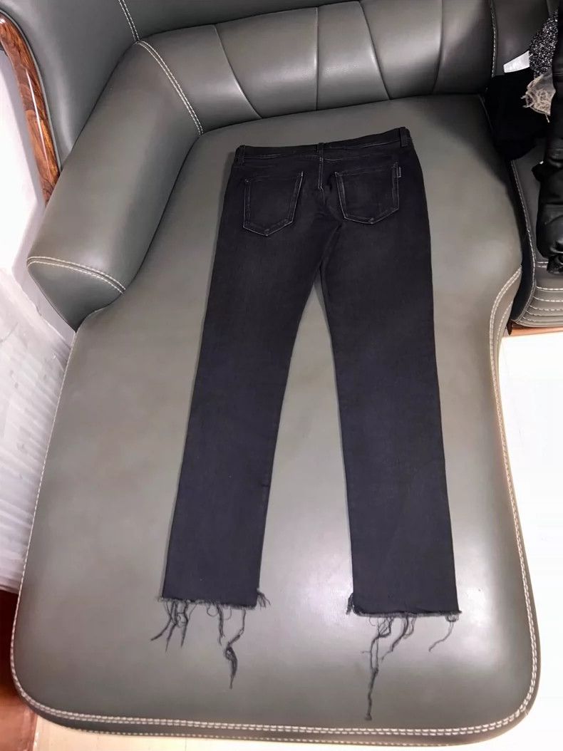 Saint Laurent Paris Saint Laurent Black Fringe Slim Jeans- DMC Size US 31 - 2 Thumbnail