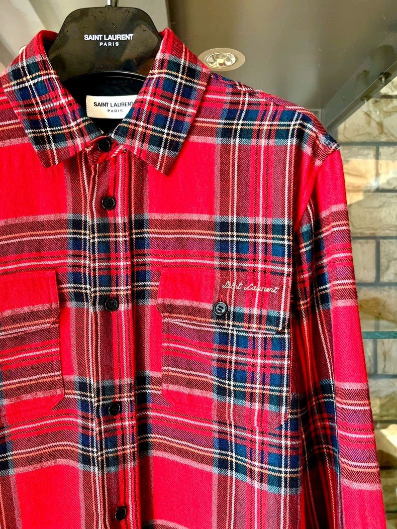 Saint Laurent Paris Saint Laurent Red Wool Plaid Shirt- DMC Size US S / EU 44-46 / 1 - 2 Thumbnail