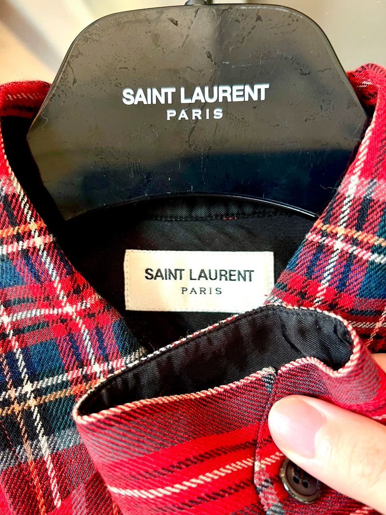 Saint Laurent Paris Saint Laurent Red Wool Plaid Shirt- DMC Size US S / EU 44-46 / 1 - 3 Thumbnail
