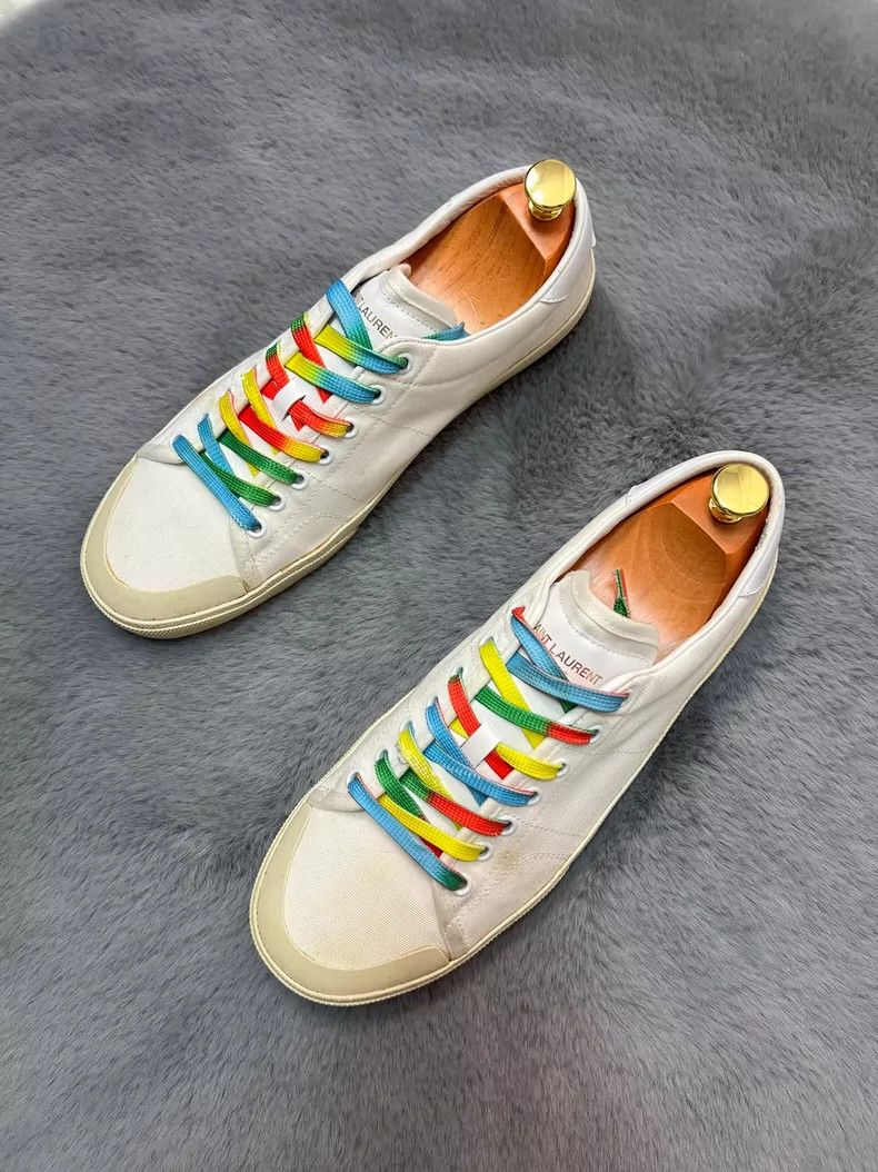 Saint Laurent Paris Saint Laurent Rainbow Lace Low-Top Sneakers- DMC Size US 10 / EU 43 - 5 Thumbnail