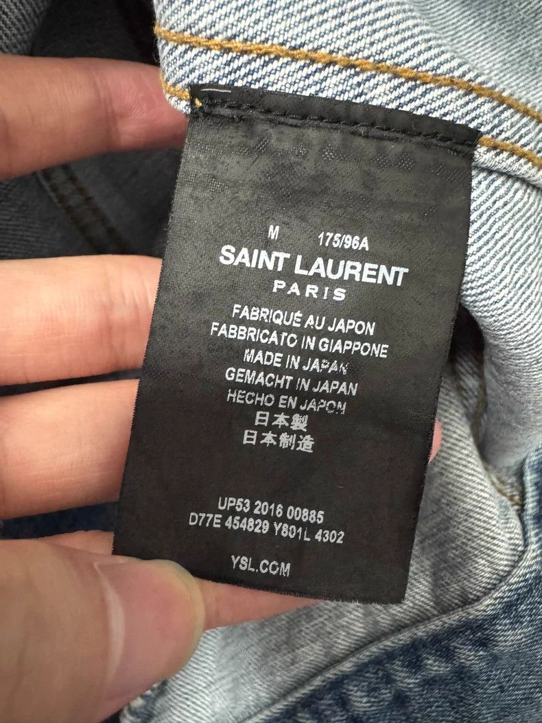 Saint Laurent Paris Distressed Blue Denim Jacket with Embroidery- DMC Size US M / EU 48-50 / 2 - 7 Thumbnail