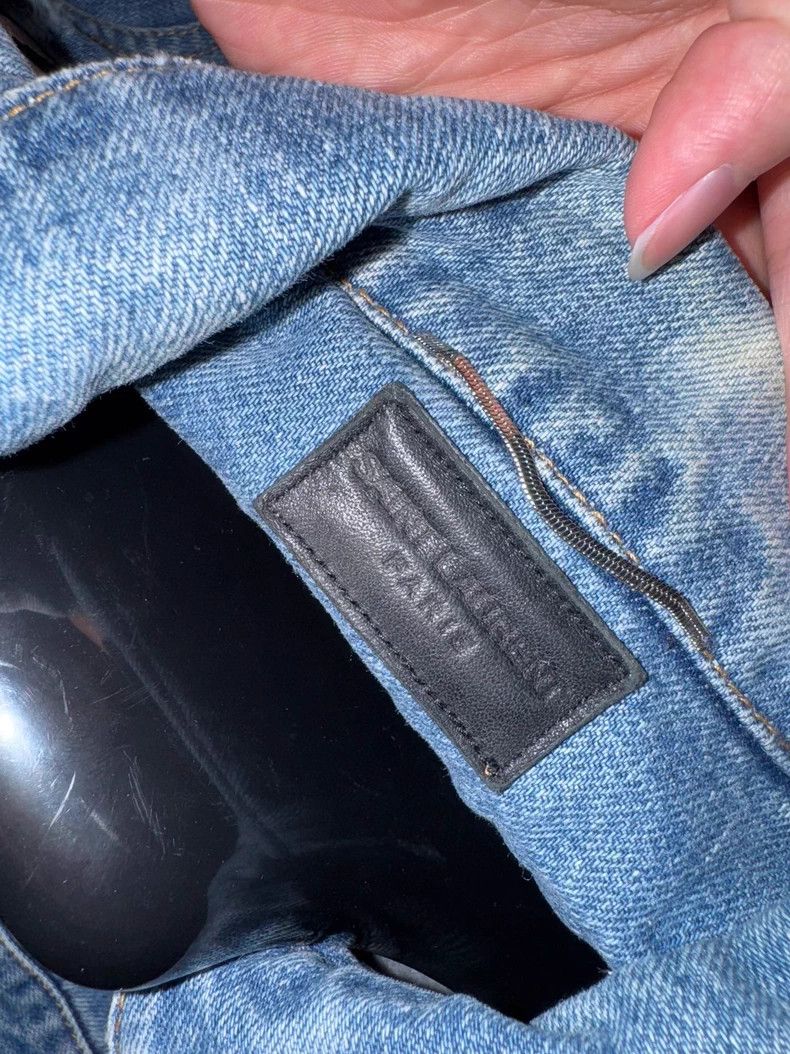 Saint Laurent Paris Distressed Blue Denim Jacket with Embroidery- DMC Size US M / EU 48-50 / 2 - 6 Thumbnail
