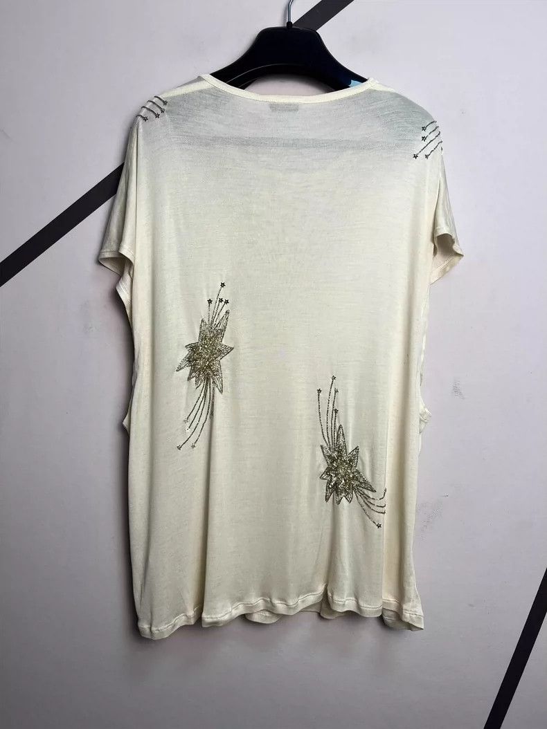 Saint Laurent Paris Saint Laurent Beige Sleeveless Beaded Top- DMC Size US L / EU 52-54 / 3 - 2 Thumbnail