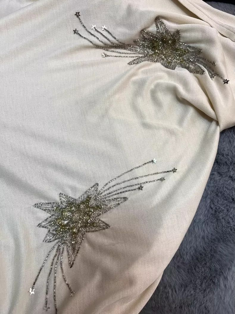 Saint Laurent Paris Saint Laurent Beige Sleeveless Beaded Top- DMC Size US L / EU 52-54 / 3 - 6 Thumbnail