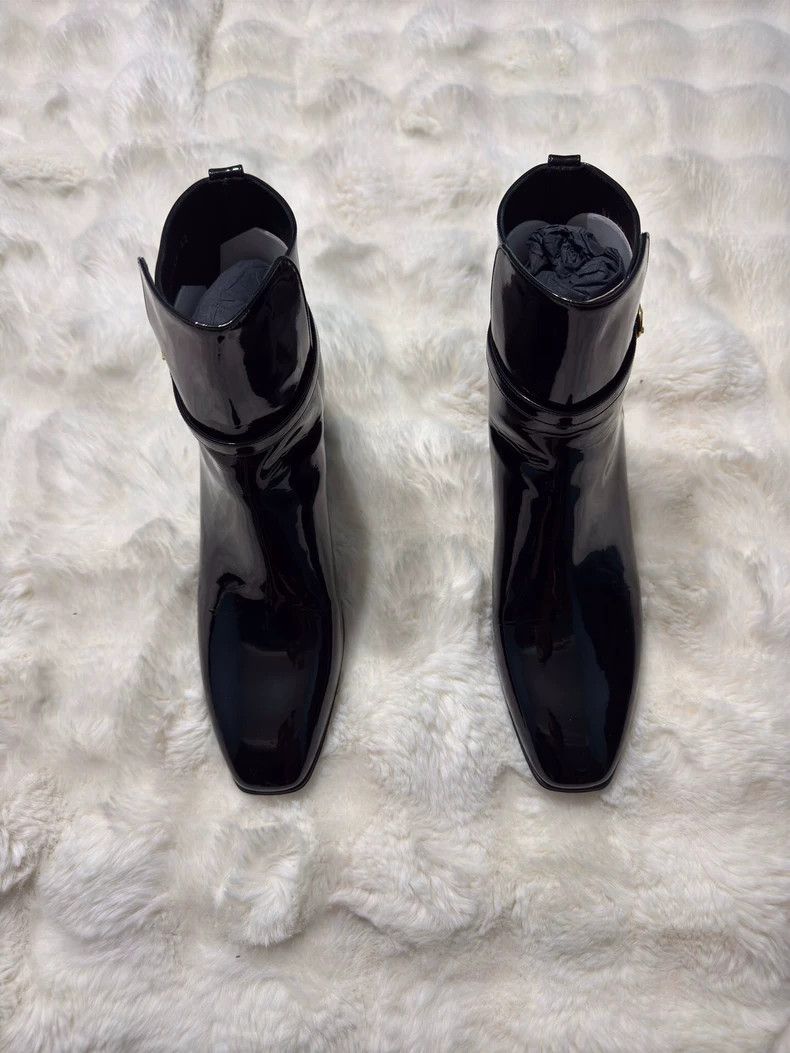 Yves Saint Laurent YSL Black Patent Leather Men's Boots- DMC Size US 9 / EU 42 - 4 Thumbnail