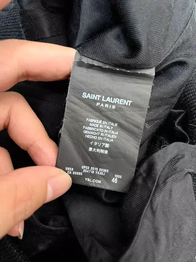 Saint Laurent Paris Saint Laurent Black Leather Sleeve Baseball Jacket- DMC Size US M / EU 48-50 / 2 - 4 Thumbnail