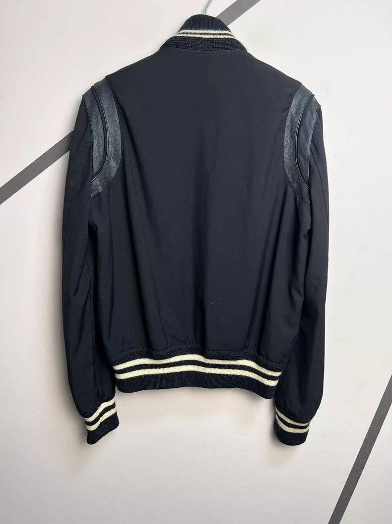 Saint Laurent Paris Saint Laurent Black Leather Sleeve Baseball Jacket- DMC Size US M / EU 48-50 / 2 - 2 Thumbnail