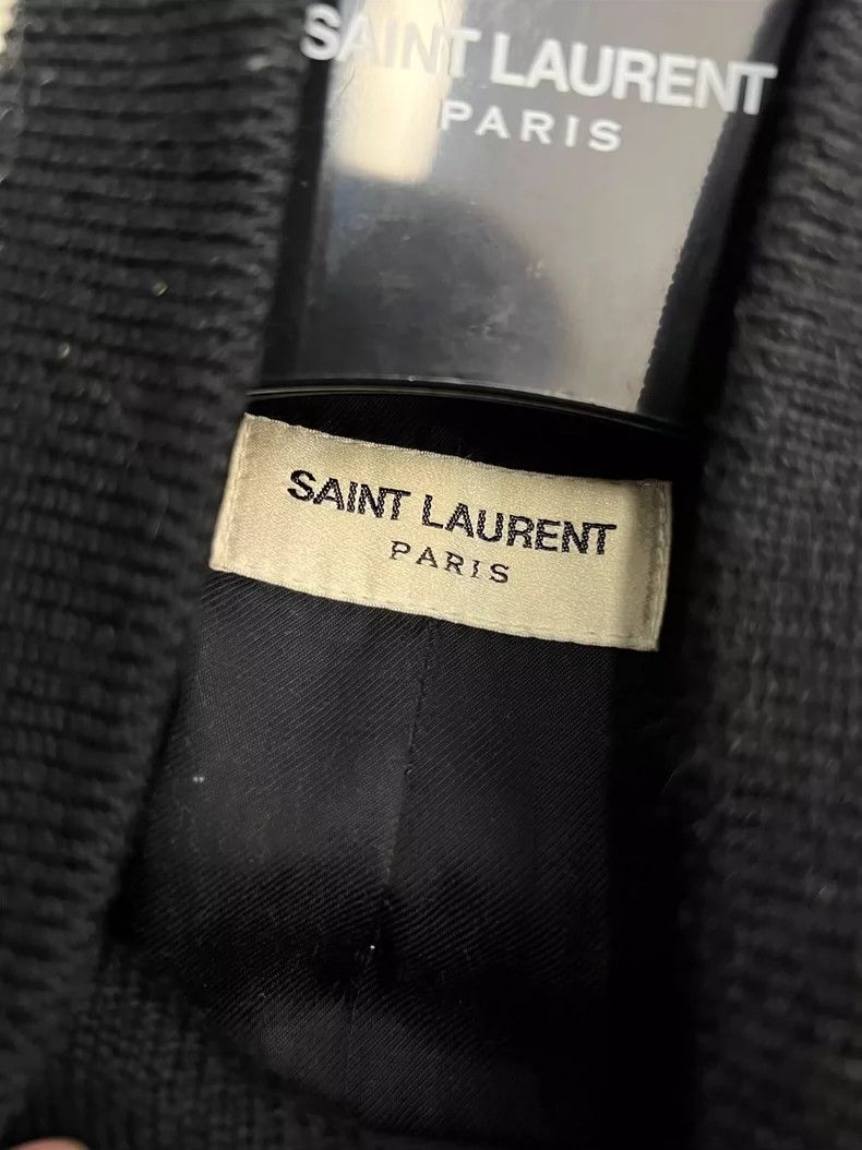 Saint Laurent Paris Saint Laurent Black Leather Sleeve Baseball Jacket- DMC Size US M / EU 48-50 / 2 - 3 Thumbnail