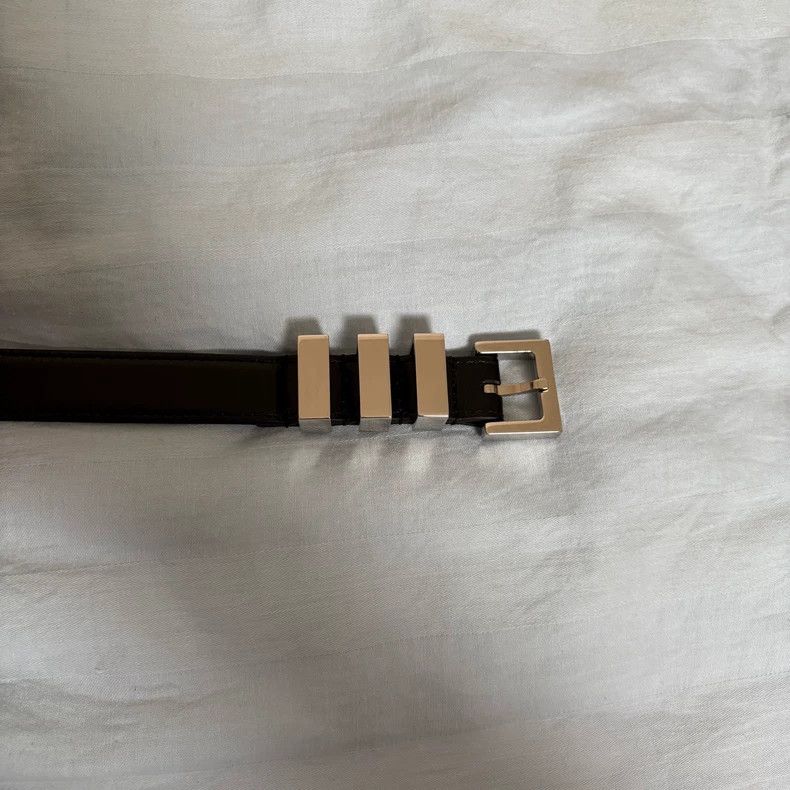 Saint Laurent Paris Saint Laurent Black Leather Belt with Silver Buckle- DMC Size ONE SIZE - 2 Thumbnail