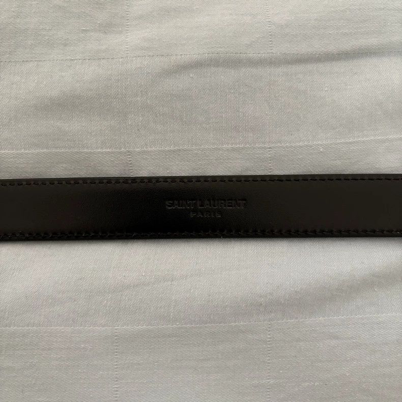 Saint Laurent Paris Saint Laurent Black Leather Belt with Silver Buckle- DMC Size ONE SIZE - 4 Thumbnail
