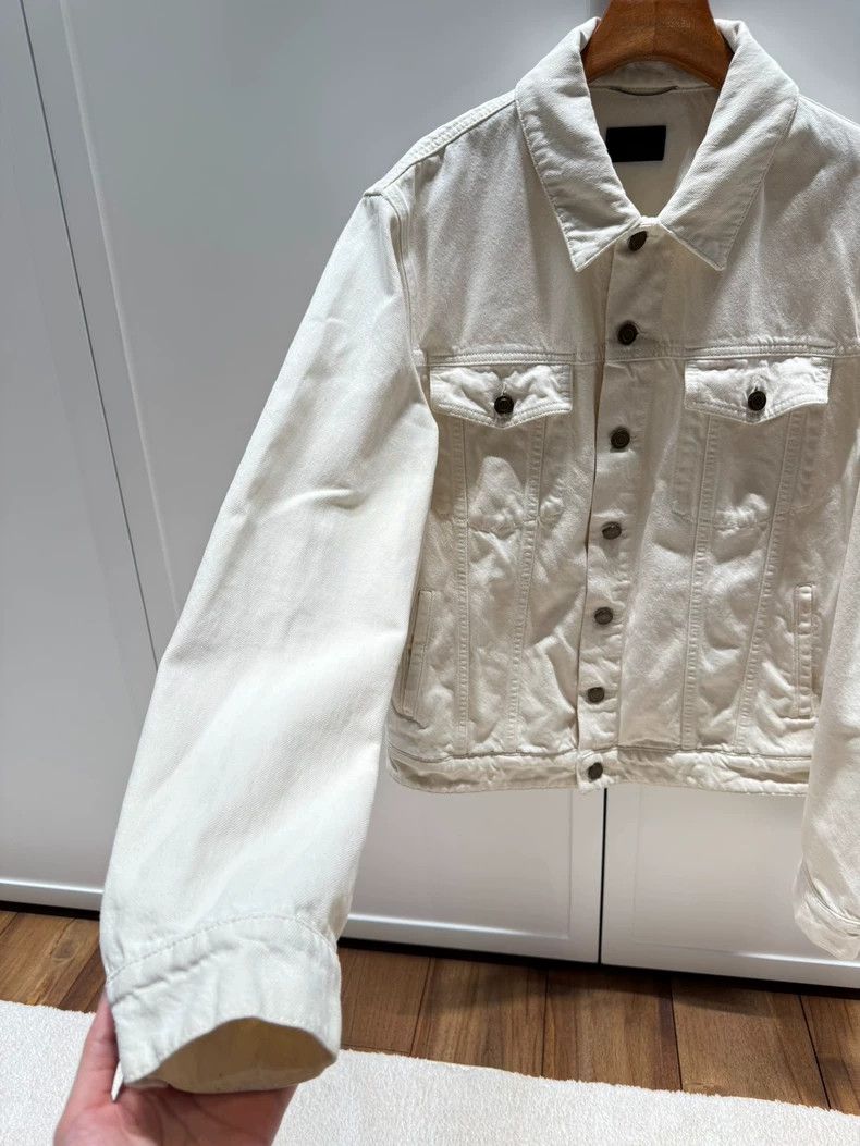 Yves Saint Laurent YSL White Denim Jacket for Men, Size 48- DMC Size US L / EU 52-54 / 3 - 2 Thumbnail