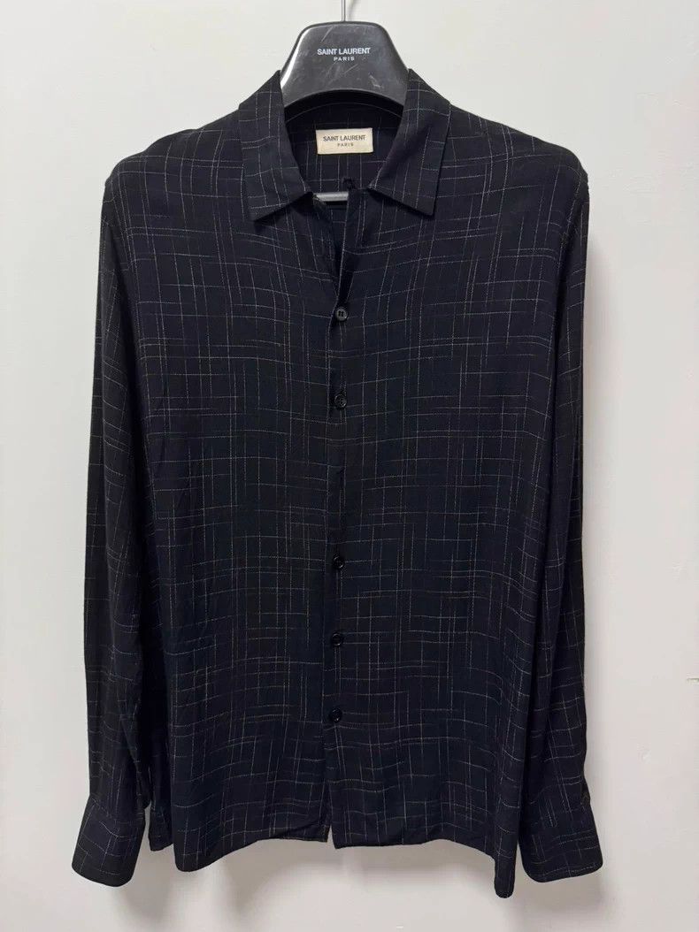 Saint Laurent Paris Saint Laurent Silk Black Shirt with Cuban Collar- DMC Size US M / EU 48-50 / 2 - 3 Thumbnail