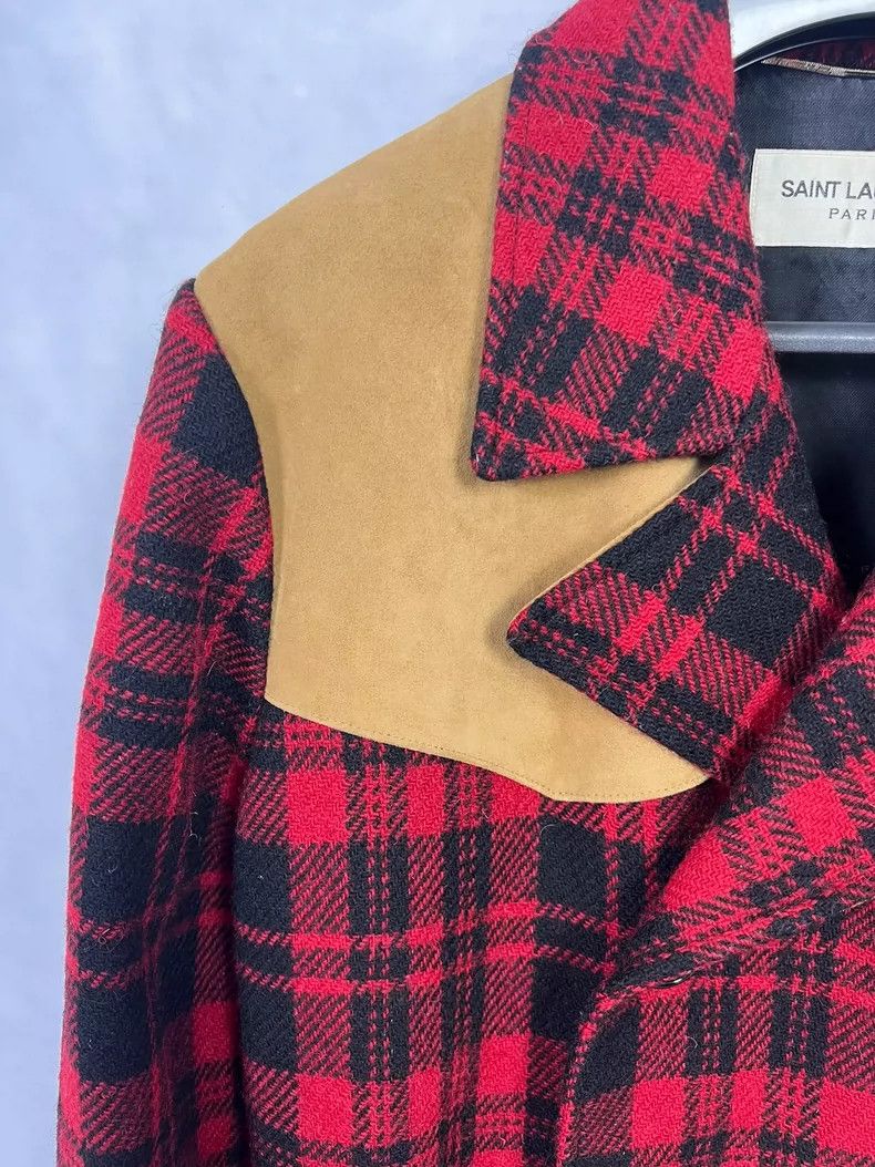 Saint Laurent Paris Saint Laurent Red Black Plaid Double-Breasted Jacket- DMC Size US L / EU 52-54 / 3 - 3 Thumbnail