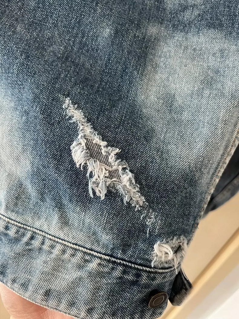 Saint Laurent Paris SAINT LAURENT Vintage Distressed Denim Jacket- DMC Size US M / EU 48-50 / 2 - 4 Thumbnail