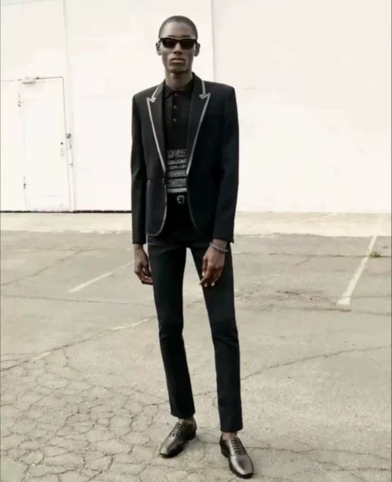Saint Laurent Paris Saint Laurent Black Shearling Trimmed Blazer- DMC Size US L / EU 52-54 / 3 - 8 Thumbnail